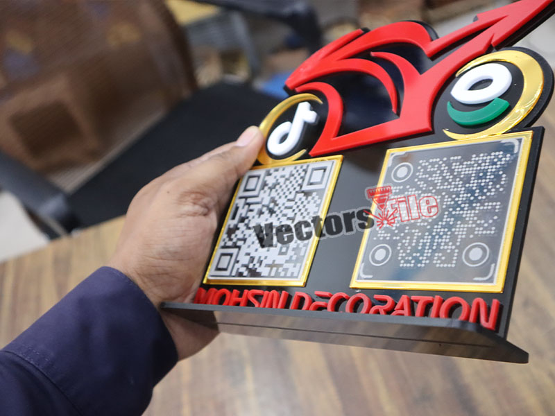 Laser Cut Personalized Bike Shape Acrylic QR Code Stand