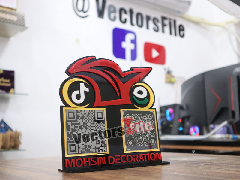 Laser Cut Personalized Bike Shape Acrylic QR Code Stand