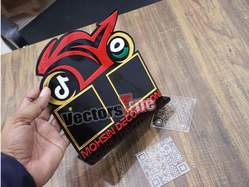 Laser Cut Personalized Bike Shape Acrylic QR Code Stand