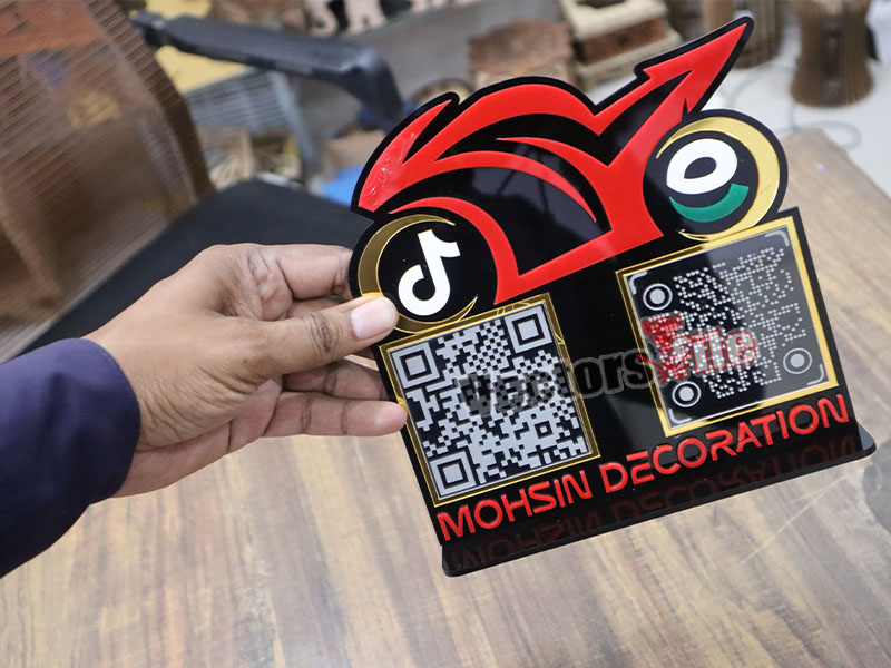 Laser Cut Personalized Bike Shape Acrylic QR Code Stand
