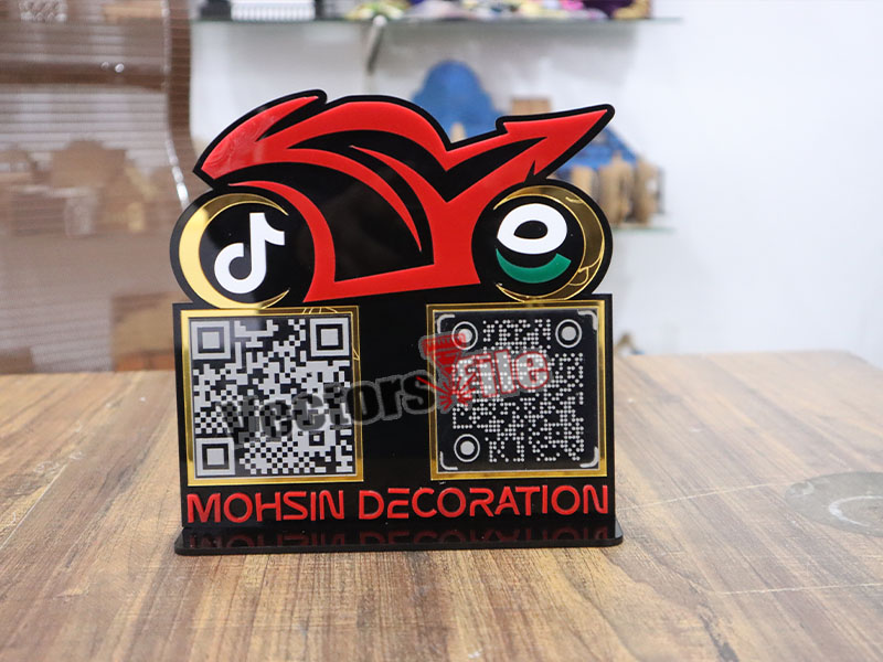 Laser Cut Personalized Bike Shape Acrylic QR Code Stand