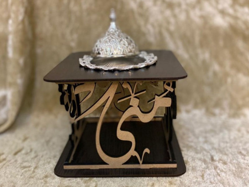 Laser Cut Luxury Square Incense Burner with Personalized Name