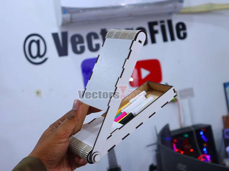 Laser Cut Folding Pen and Pencil Case Wooden Gift Box fr Kdis