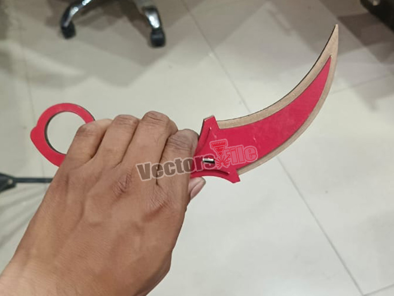 Laser Cut Wooden Karambit Knife Toy Model Design