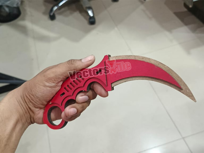 Laser Cut Wooden Karambit Knife Toy Model Design