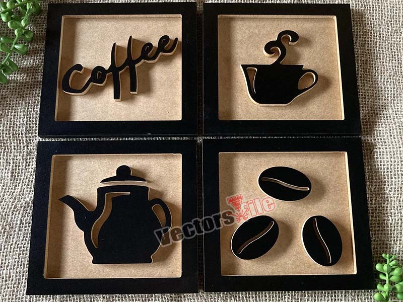 Laser Cut Wooden Cafe Frame for Wall Decor Idea