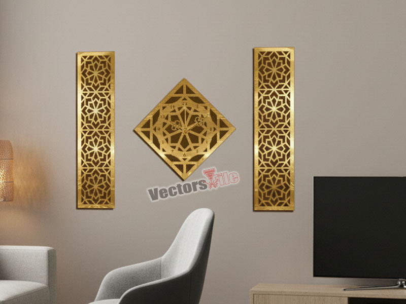 Laser Cut Modern Wall Clock with Side Grill Panel Design