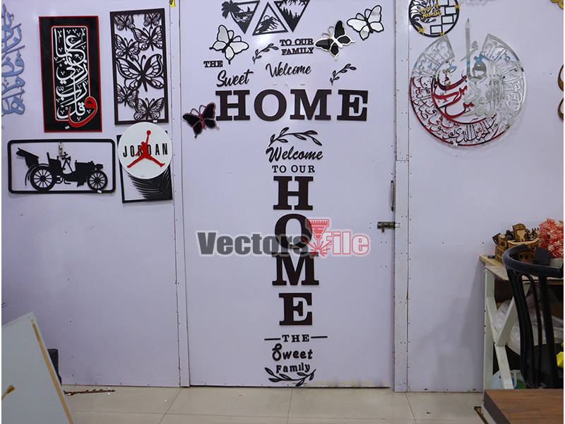 Welcome to our Home the Sweet Family Laser Cut Wall Art Design