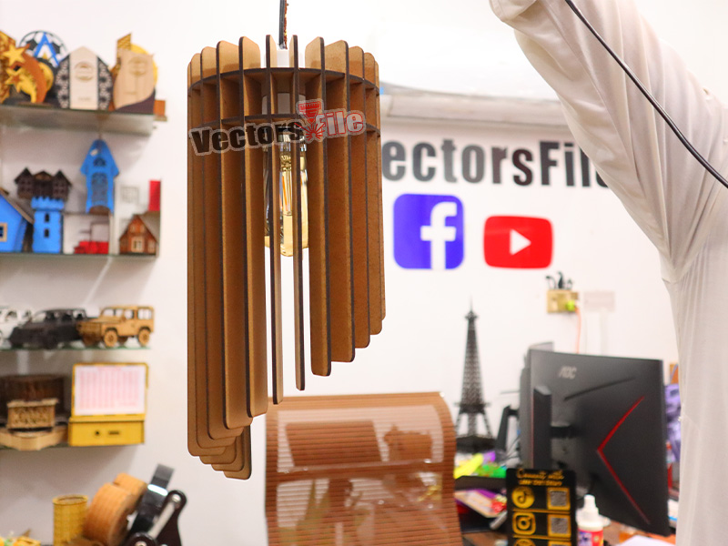 Laser Cut MDF Wooden Pendant Chandelier Model Lamp Design