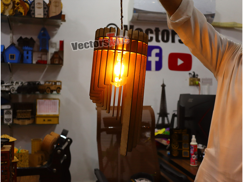 Laser Cut MDF Wooden Pendant Chandelier Model Lamp Design