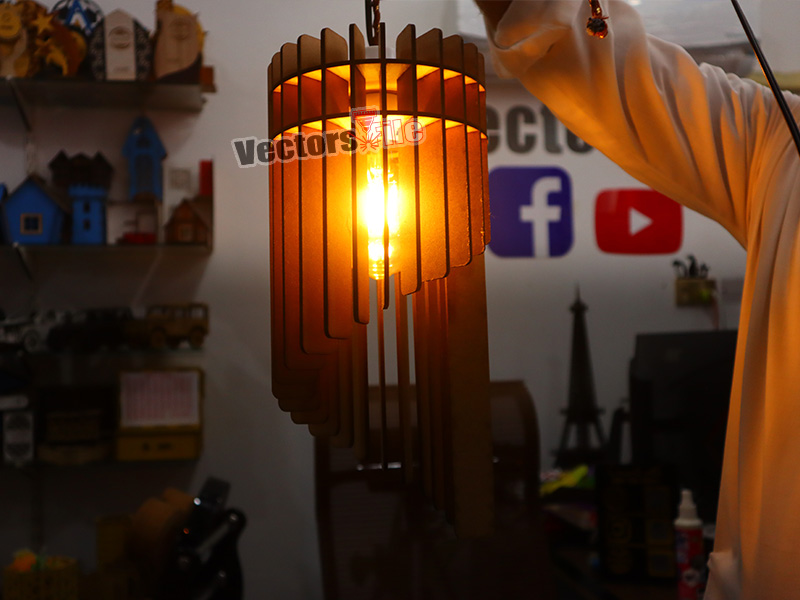 Laser Cut MDF Wooden Pendant Chandelier Model Lamp Design