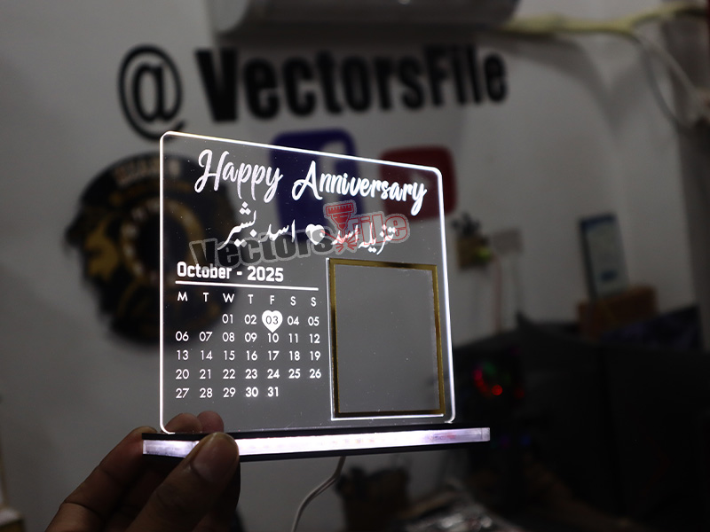 Laser Cut Personalized 3D Illusion Lamp for Anniversary Gift Idea with Acrylic Base