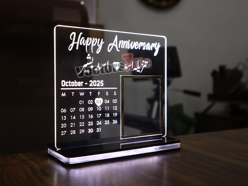 Laser Cut Personalized 3D Illusion Lamp for Anniversary Gift Idea with Acrylic Base