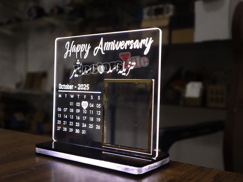 Laser Cut Personalized 3D Illusion Lamp for Anniversary Gift Idea with Acrylic Base