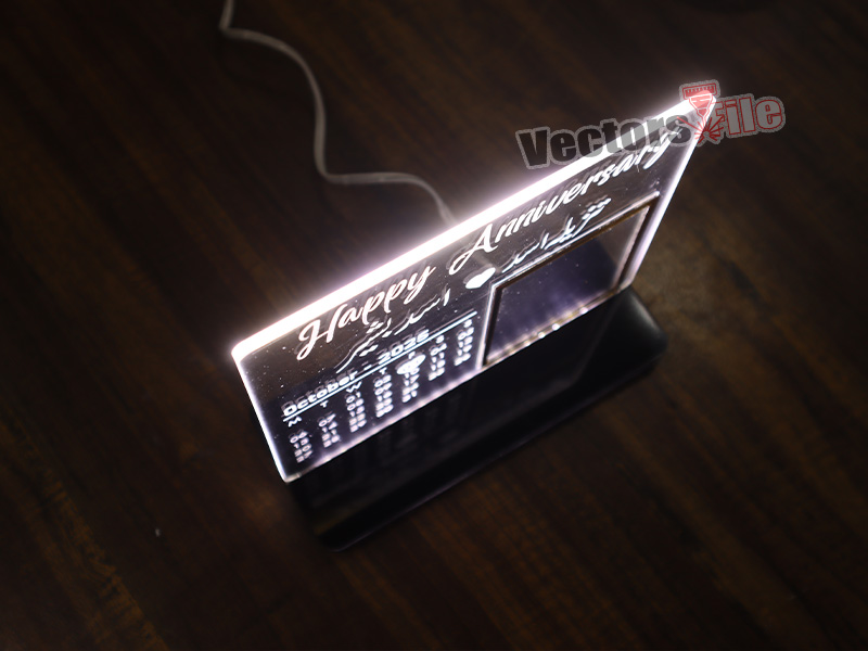 Laser Cut Personalized 3D Illusion Lamp for Anniversary Gift Idea with Acrylic Base