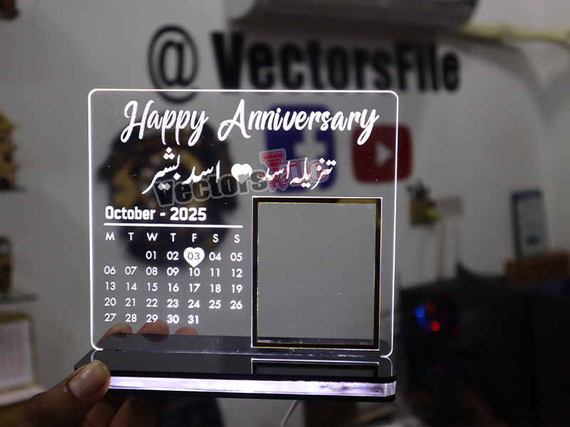 Laser Cut Personalized 3D Illusion Lamp for Anniversary Gift Idea with Acrylic Base