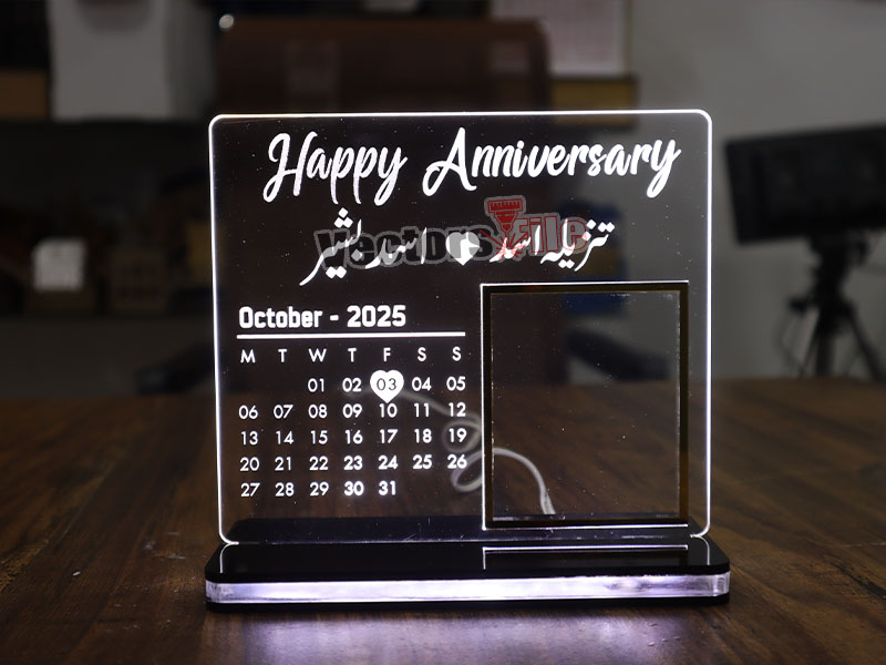 Laser Cut Personalized 3D Illusion Lamp for Anniversary Gift Idea with Acrylic Base