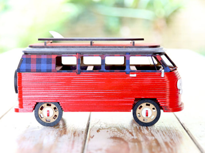 Laser Cut Wooden VW Camper Van 3D Puzzle Toy Model Kit