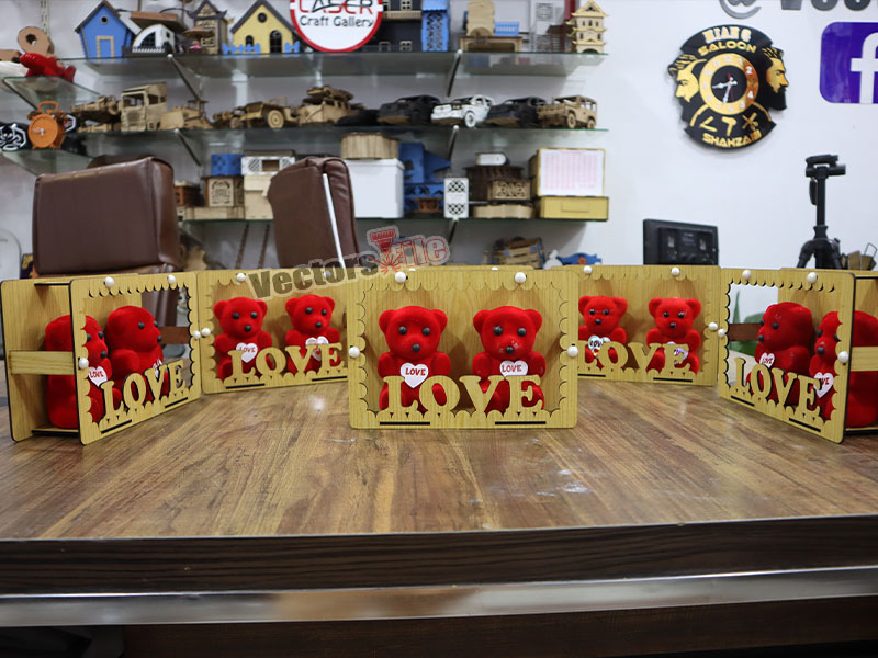 Laser Cut Love Teddy Bear Anniversary and Birthday Gift Item