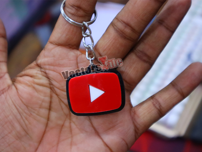 Laser Cut Personalized YouTube Keyring Custom Name ID