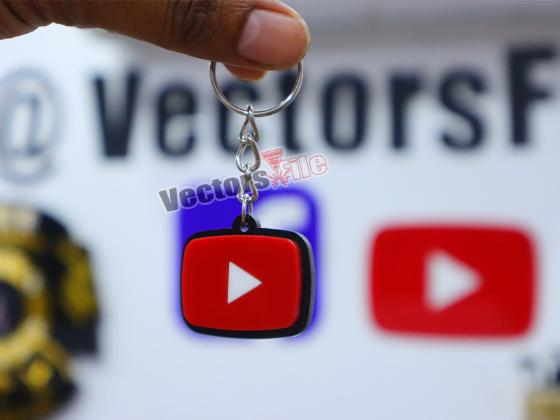 Laser Cut Personalized YouTube Keyring Custom Name ID