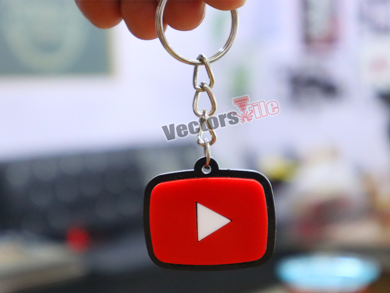 Laser Cut Personalized YouTube Keyring Custom Name ID