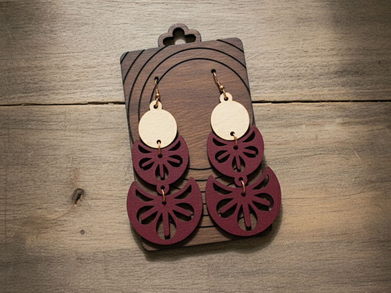 Laser Cut Three Piece Geometric Pattern Earring Design