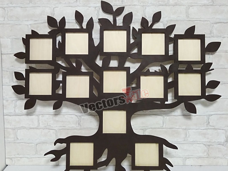 Laser Cut Family Tree Wall Hanging Photo Frame Design