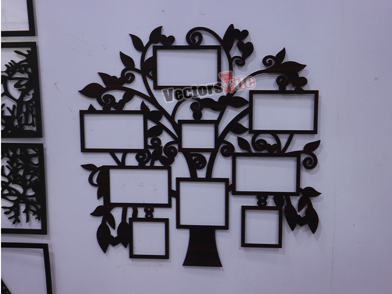 Laser Cut Tree Shape Family Photo Frame Design