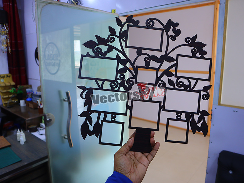 Laser Cut Tree Shape Family Photo Frame Design