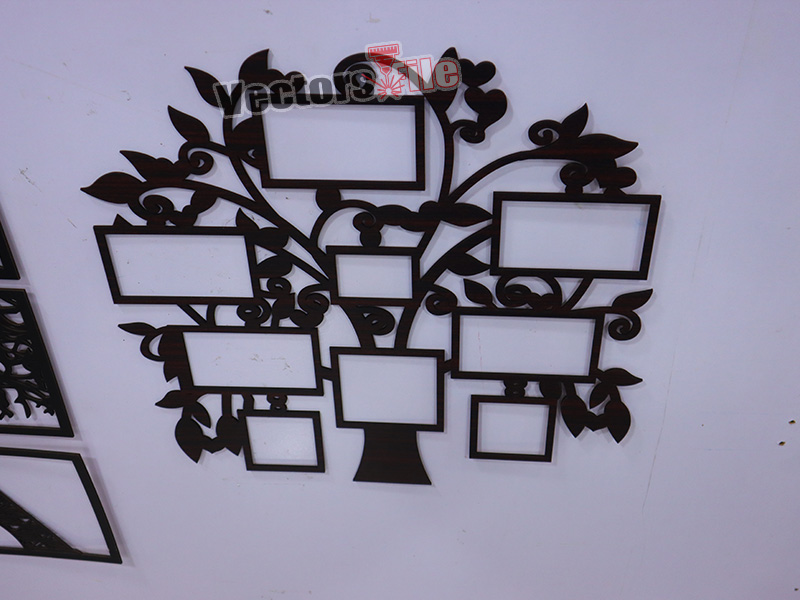 Laser Cut Tree Shape Family Photo Frame Design