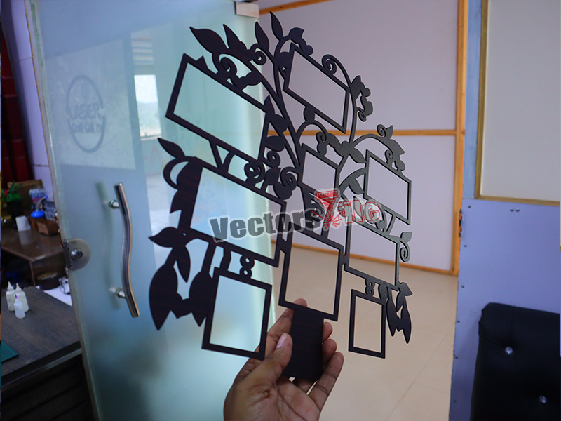 Laser Cut Tree Shape Family Photo Frame Design