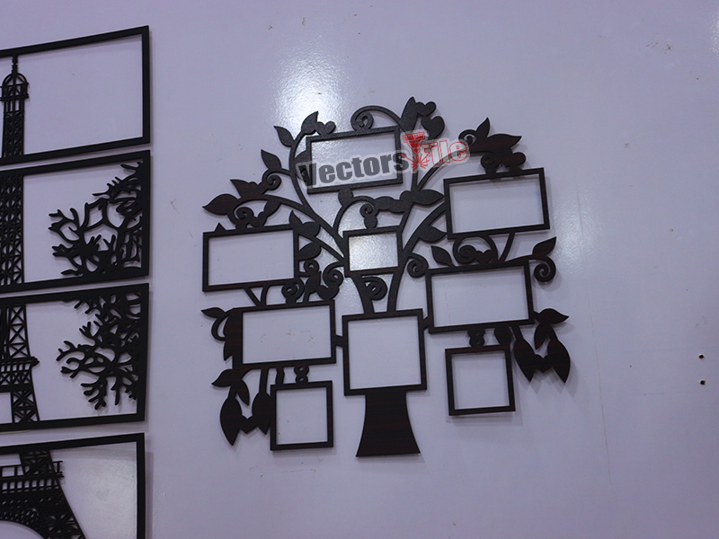 Laser Cut Tree Shape Family Photo Frame Design