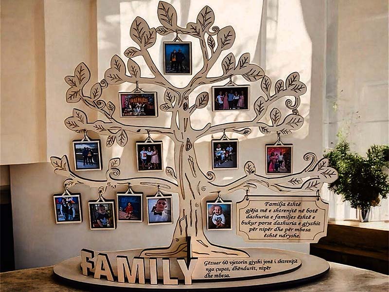 Laser Cut Tree Stand Family Photo Frame Design