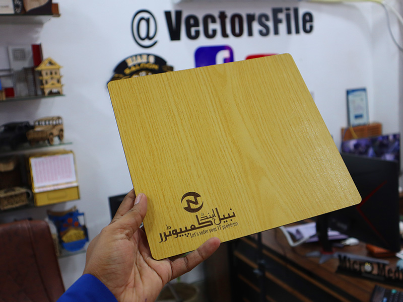 Laser Cut Custom Wooden Mouse Pad Design