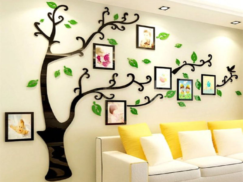 Laser Cut 3D Wooden Tree Family Photo Frame Design for Wall Decor