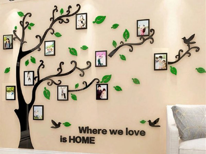 Laser Cut 3D Wooden Tree Family Photo Frame Design for Wall Decor