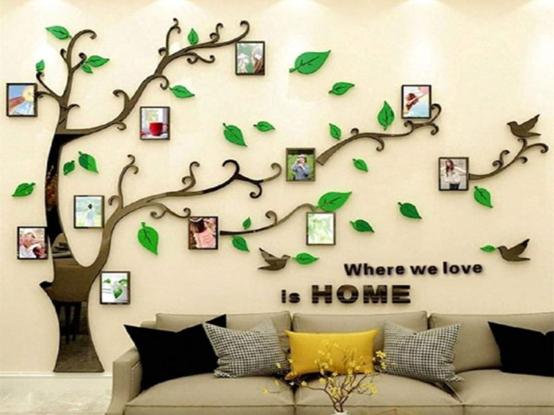 Laser Cut 3D Wooden Tree Family Photo Frame Design for Wall Decor