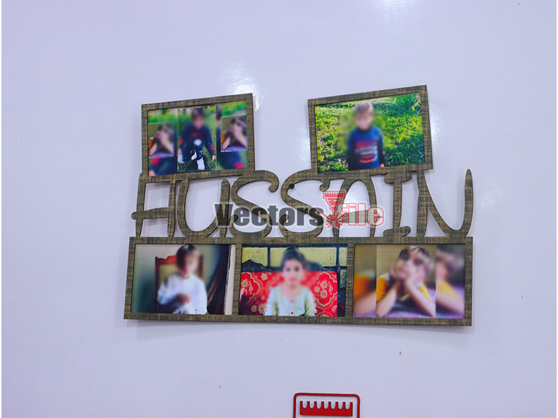 Laser Cut Personalized Hussain Name Photo Frame Design