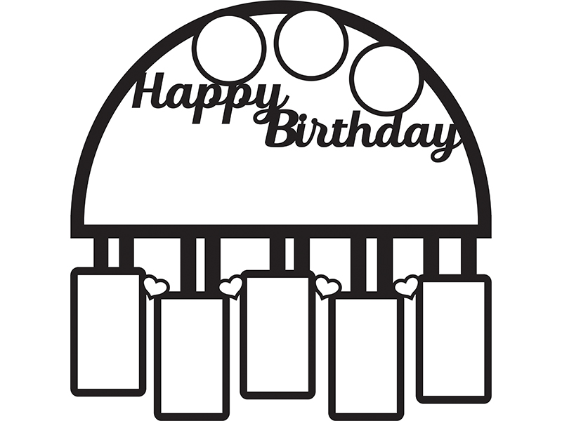 Laser Cut Happy Birthday Photo Frame Design