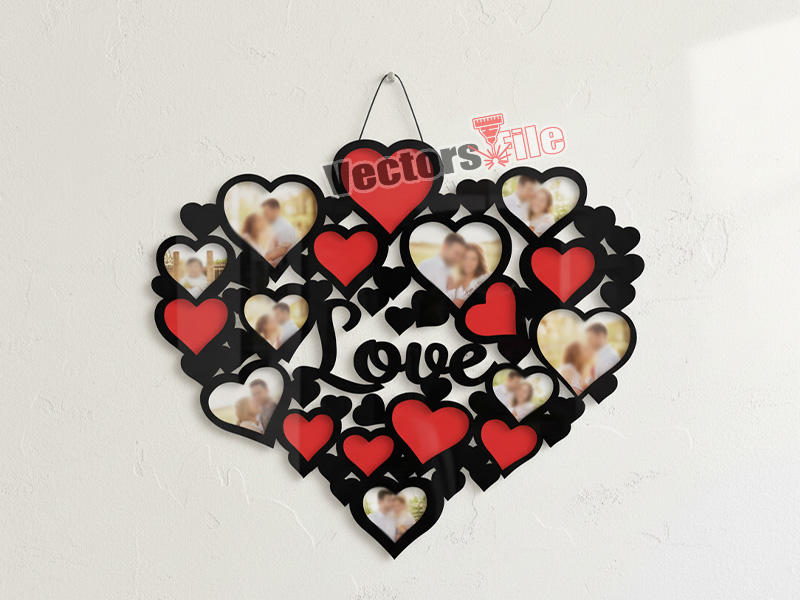 Laser Cut Heart Shape Photo Frame Design