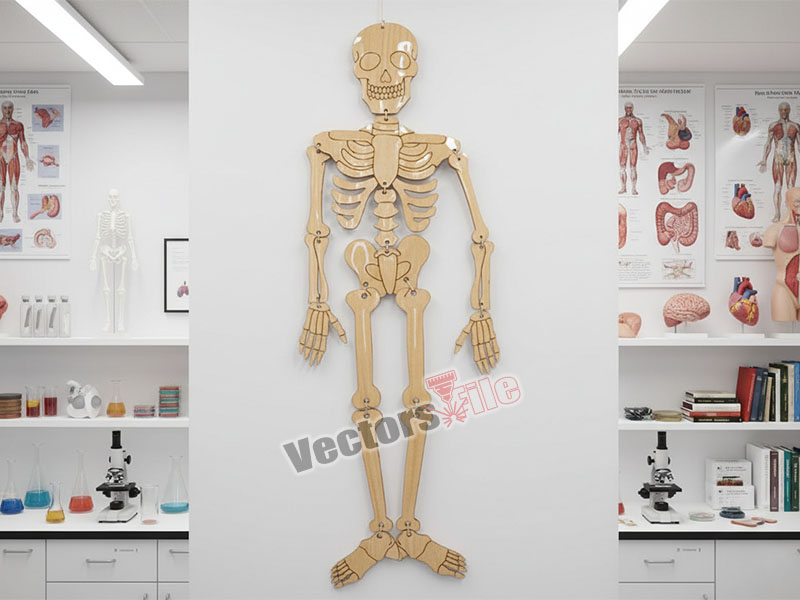 Laser Cut Wooden Human Skeleton Model for Project