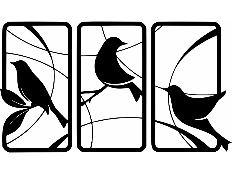 Laser Cut Paradise Bird Wall 3 Piece Frame Design