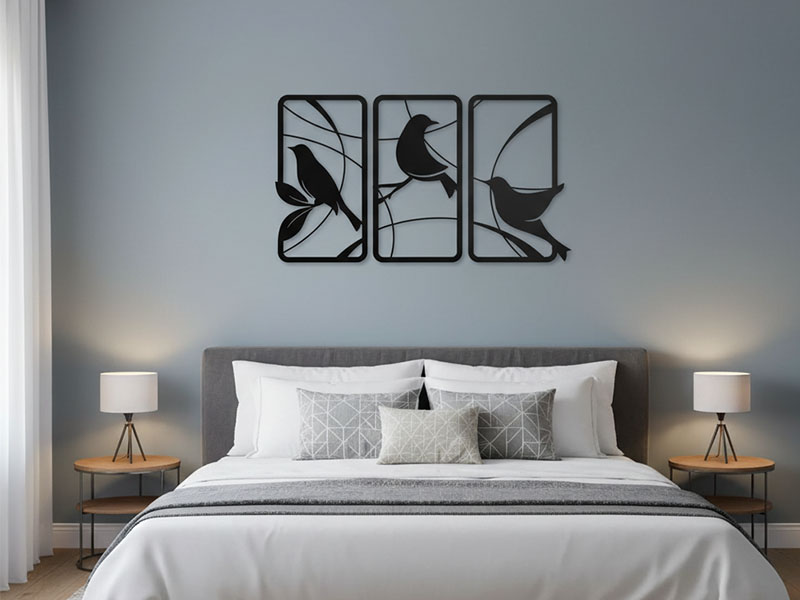 Laser Cut Paradise Bird Wall 3 Piece Frame Design