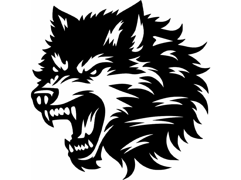 Laser Cut Angry Wolf Face Cutout Template Vector Art Design