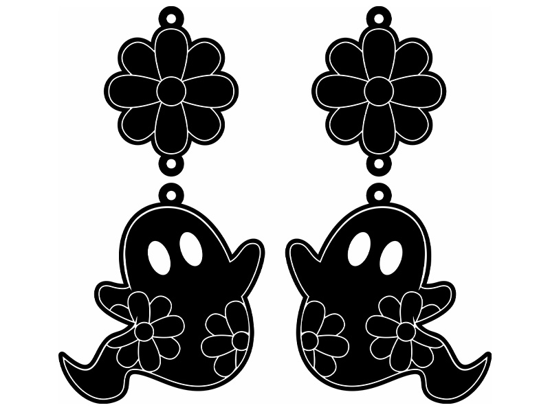 Laser Cut Halloween Ghost Earrings Design