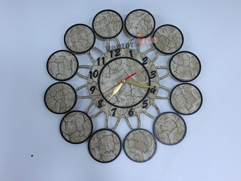 Laser Cut Wooden Wall Clock with Photo Frame Design