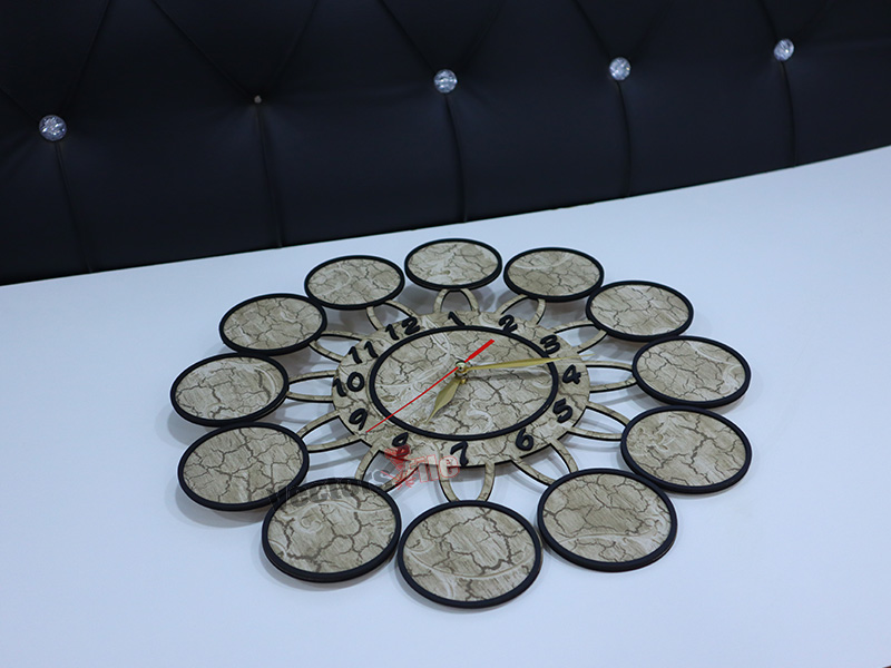 Laser Cut Wooden Wall Clock with Photo Frame Design