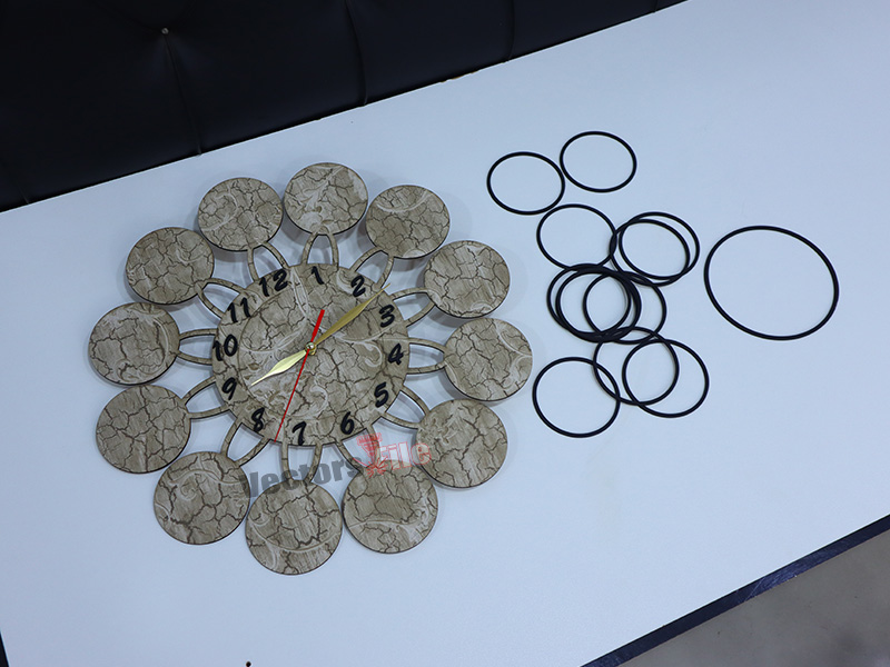 Laser Cut Wooden Wall Clock with Photo Frame Design