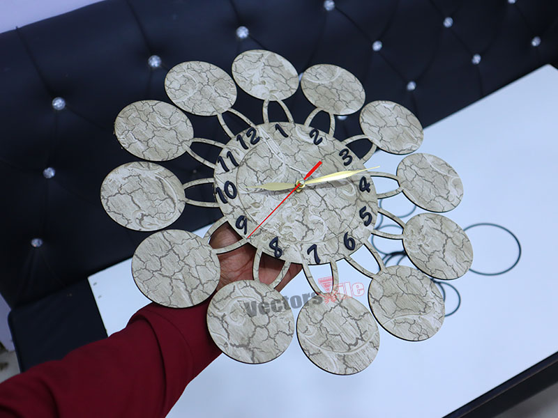 Laser Cut Wooden Wall Clock with Photo Frame Design